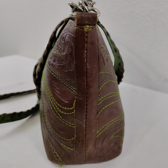 COPY - Leathers In Leather Vintage Contrast Cross Stitch Tooled Leather Crossbo… - Picture 5 of 12